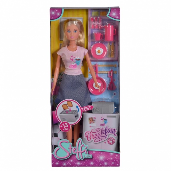 Steffi Love Breakfast Doll Set With Toaster With Toasts Pan Coffee Pot Spatula - Picture 1 of 5